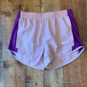 Nike women’s dri fit lavender and purple running athletic shorts
